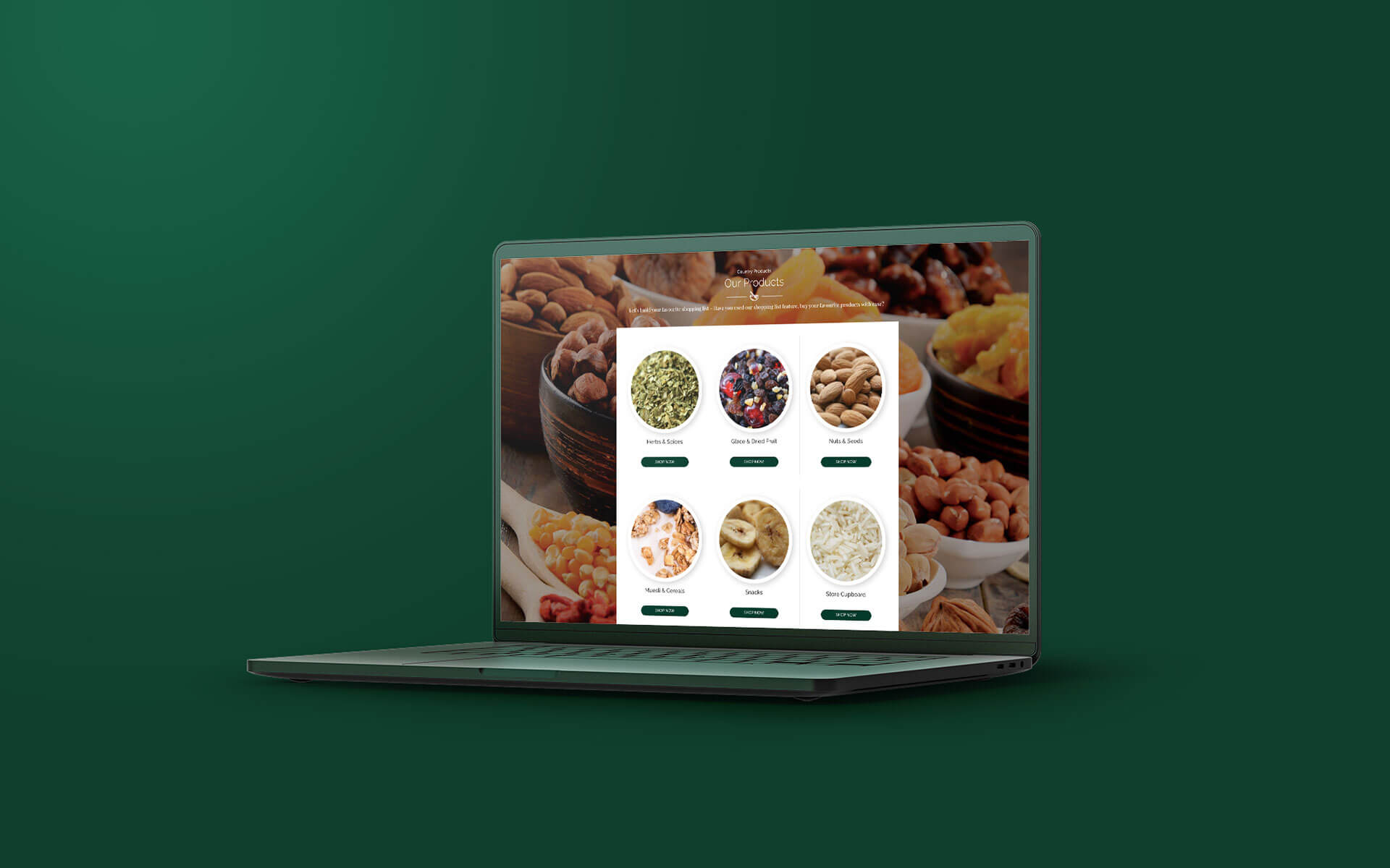 Country Products website on a laptop