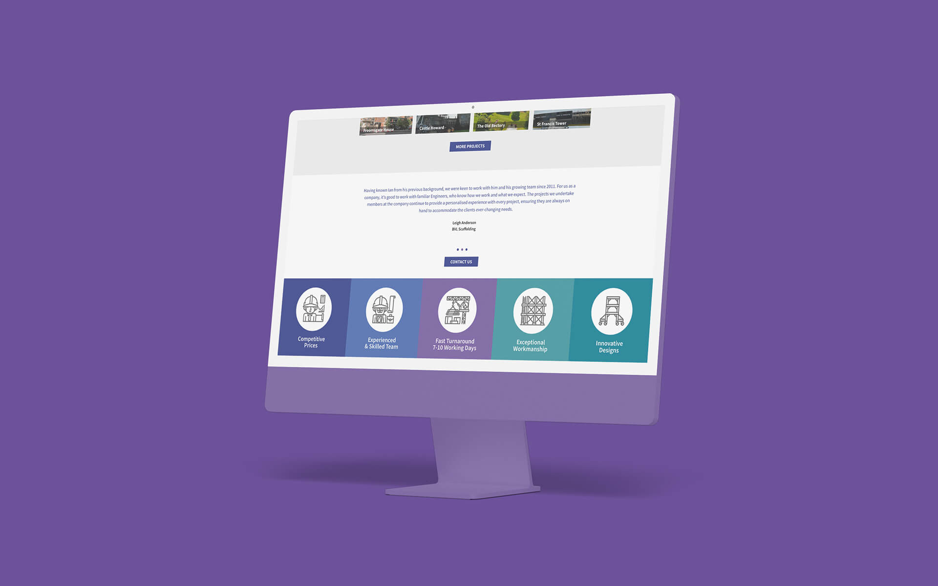 DH Scaffold Services website on a desktop