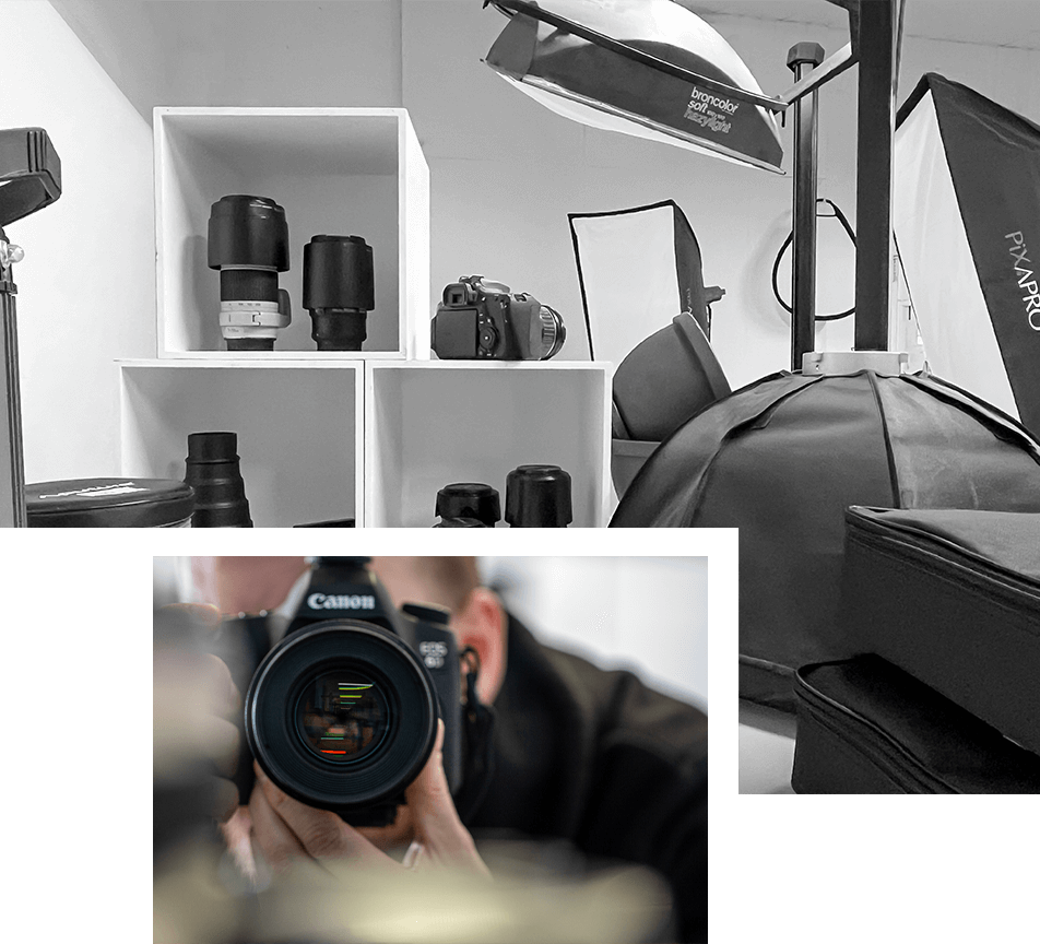 Image collage of photography equipment