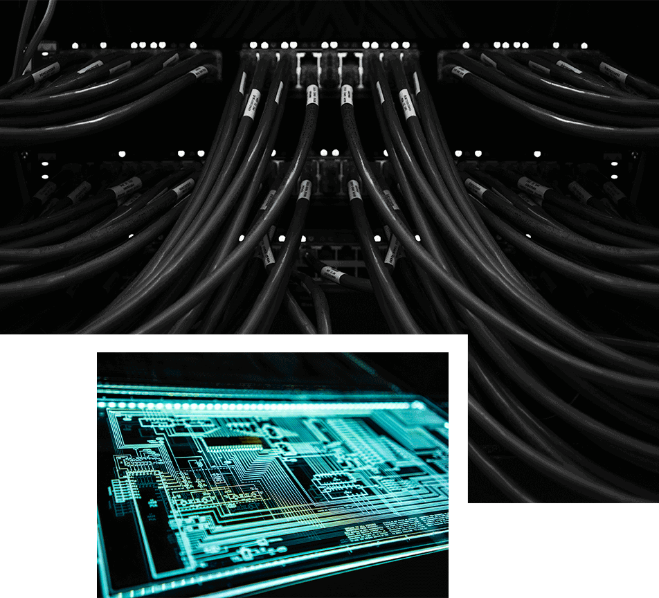 Image collage of wires into a terminal and a circuit board