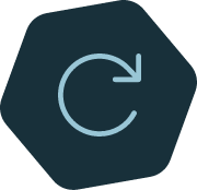 Refresh button icon (circular arrow) inside a dark hexagon.