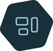 Icon representing a simple dashboard with three rounded blocks (UI layout)