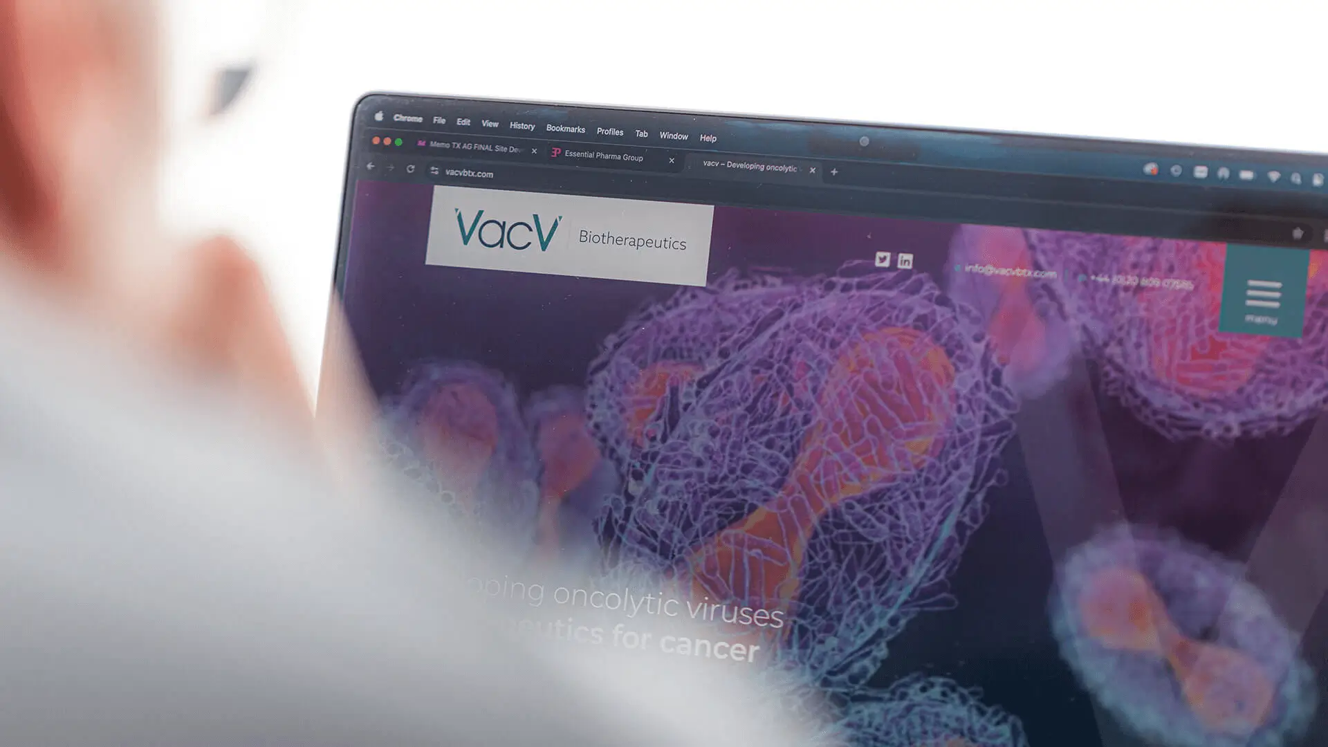 VacV Biotherapeutics website homepage designed and built by TIG